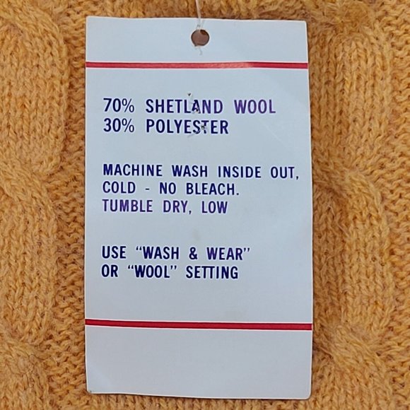 Maine Gear By Emple Vintage Shetland Wool Blend Cable Knit Sweater USA Small - Picture 4 of 7